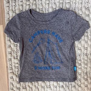Gray Kids' Tee with Blue Camping Design